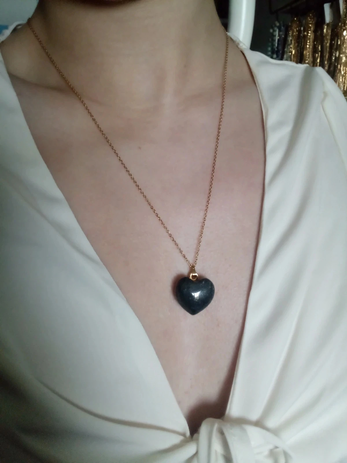 Collier coeur de pyrite